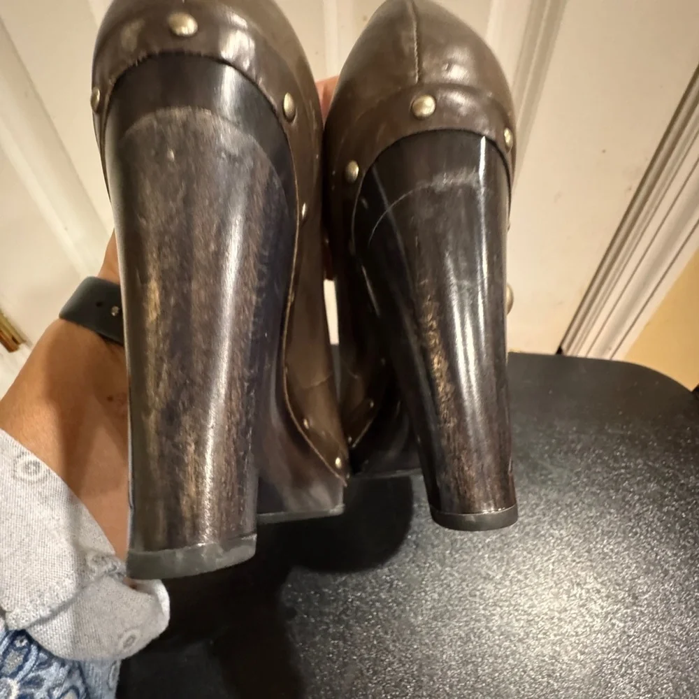 Coach brown Colene Mary Jane Heels with stud detail size 8
